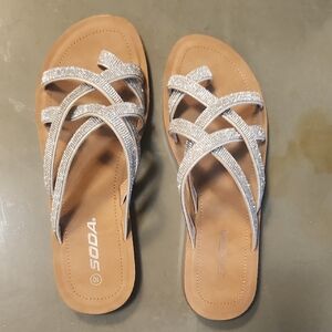 Soda Women's Glittering Silver Sandals